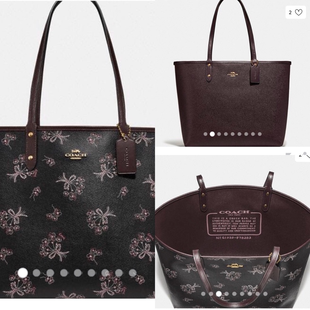 Coach Reversible City Tote with Ribbon Bouquet